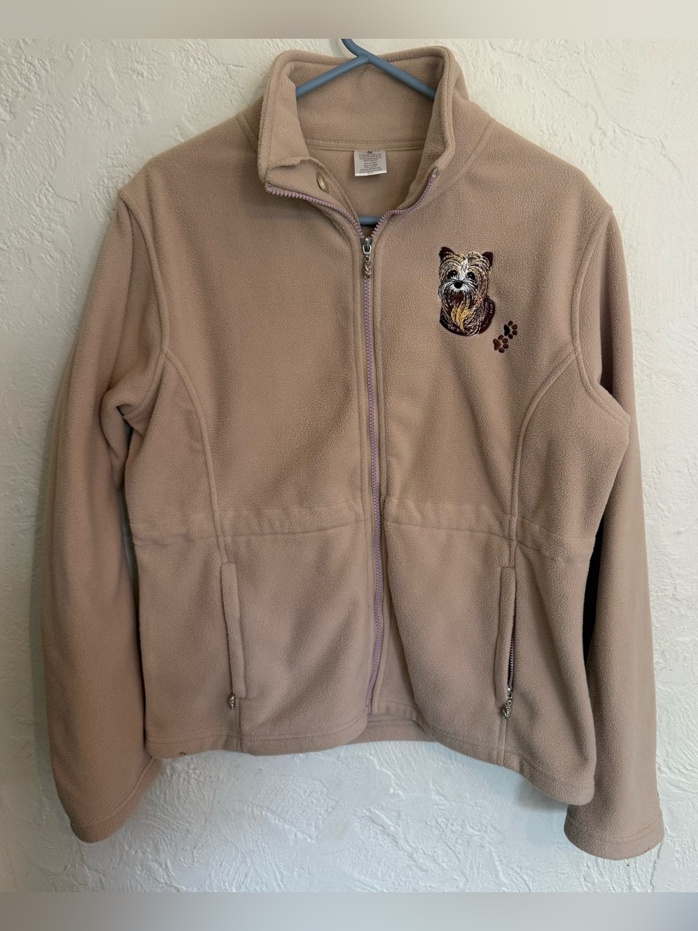 Bradford Exchange Yorkie Embroidered Fleece Jacket Large